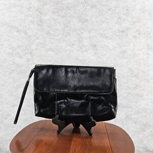 Tandem Bag Of California Womens Black Faux Leather Clutch Handbag Purse Wristlet